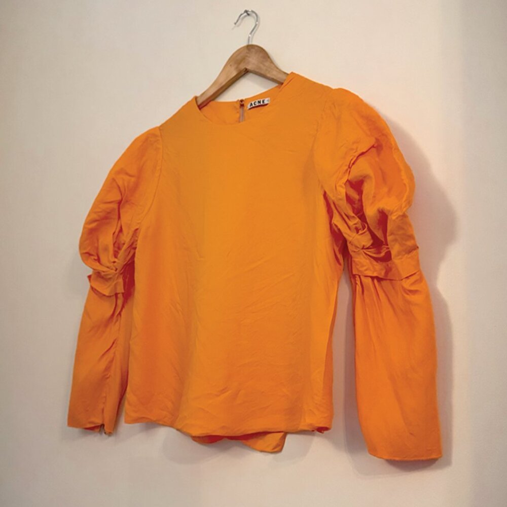 ACNE Orange Puff Sleeve Blouse